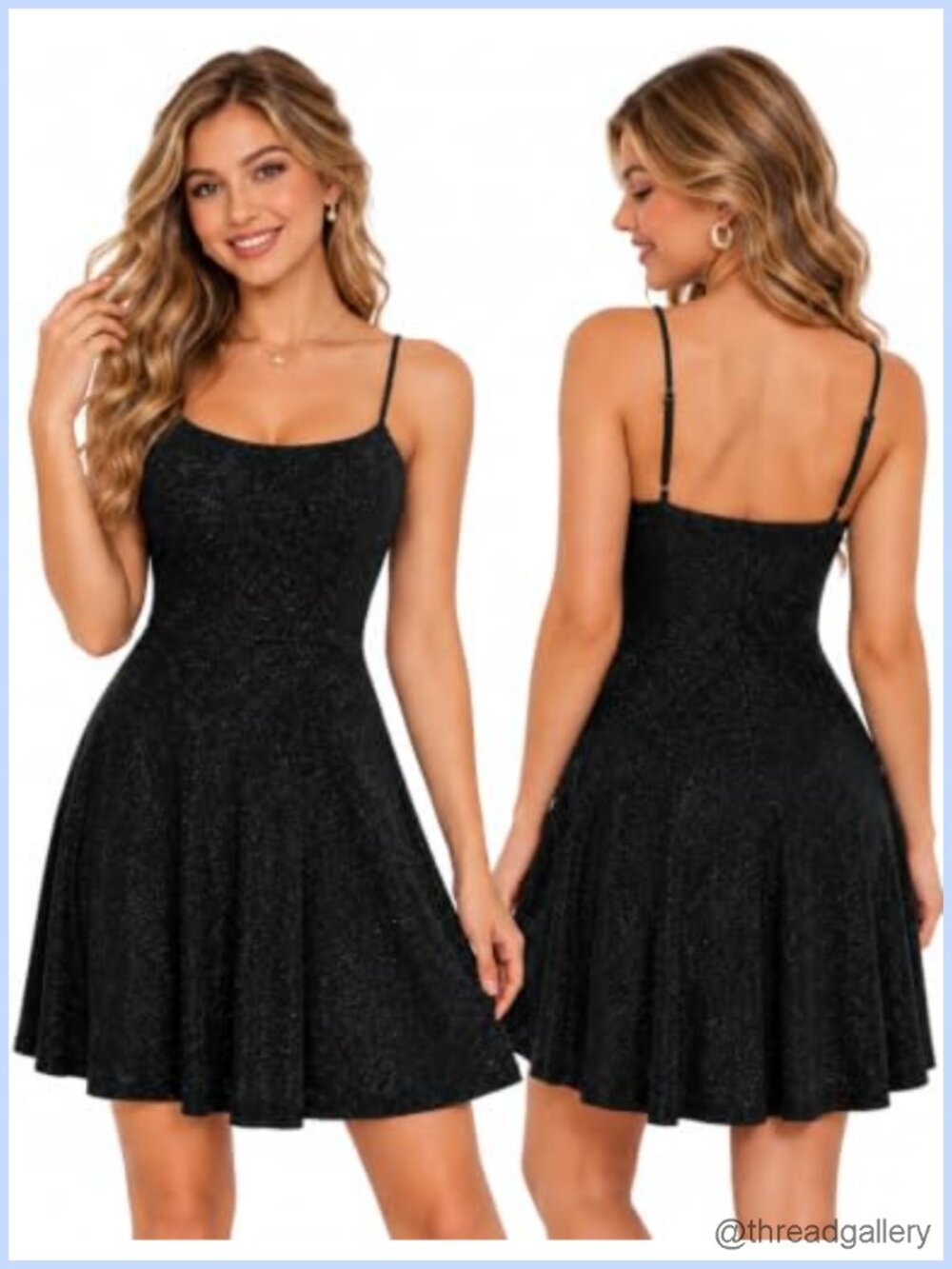 Glitter Homecoming Dress Spaghetti Strap Fit and Flare Mini A-Line
